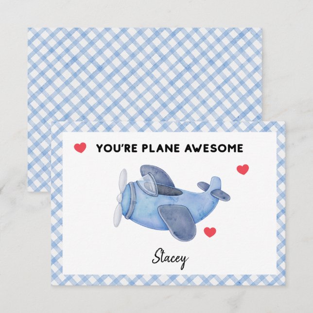 Classroom Valentine "Plane Awesome' (Frente/Verso)