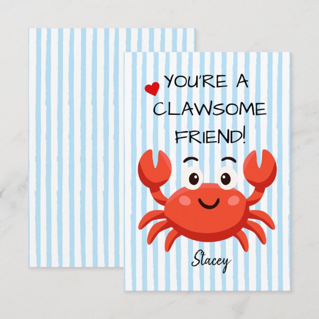 Classroom Valentine "You're a Clawsom Friend" (Frente/Verso)