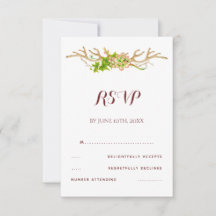 Classudo RSVP de Casamento com Chifres Rústicos e 