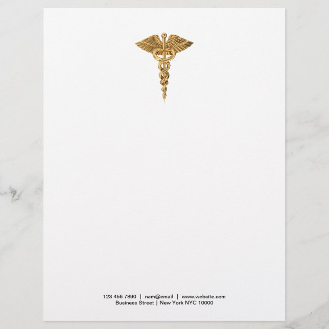 Classy Caduceus Letterhead Business Papel de carta (Frente)