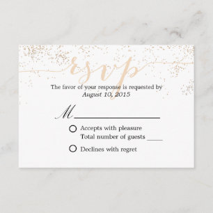 Classy Confetti Dots Script Wedding RSVP