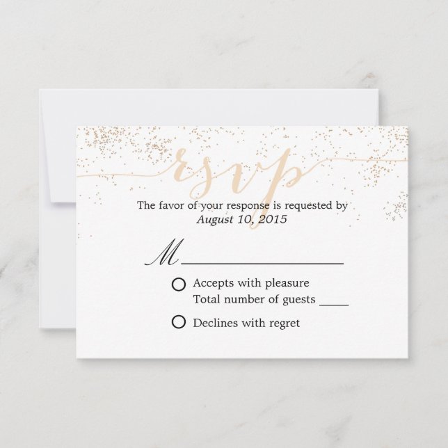 Classy Confetti Dots Script Wedding RSVP (Frente)