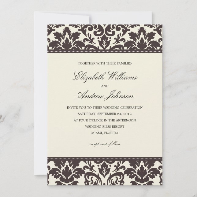 CLASSY DAMASK | CONVITE DE CASAMENTO (Frente)