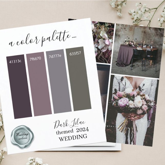 Classy Dark Lilac Wedding Color Paleta Card 20 (Criador carregado)