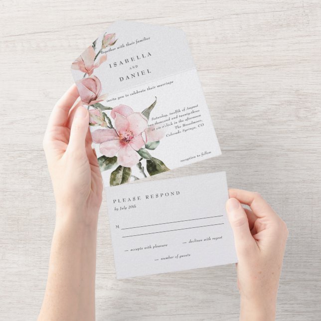 Classy Floral Magnolia Watercolor Wedding (Tearaway)