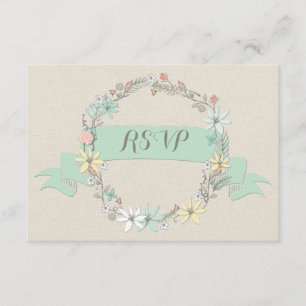 Classy Floral Wreath and Banner RSVP
