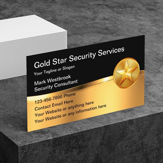 Classy Security Services Star Emblem Cartão de vis (Criador carregado)