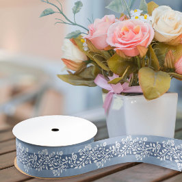 Classy Vintage Floral Arabesque Boho Dusty Blue Gr