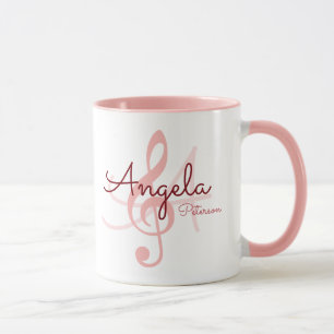 clave de trilha rosa monograma, caneca de música p