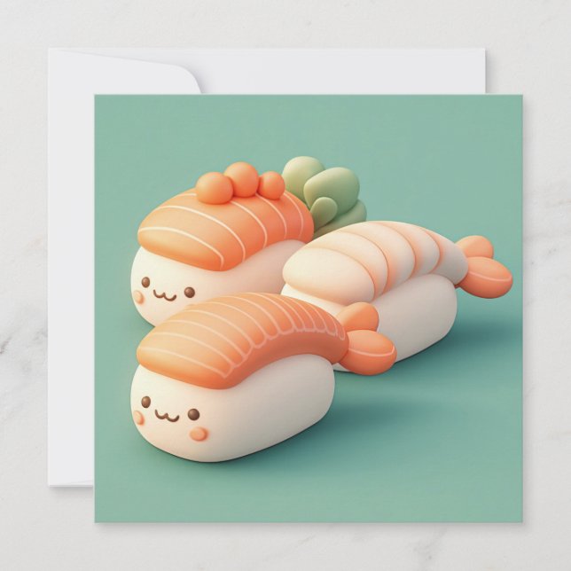 Clay Salmon and Shrimp Sushi Trio Postcard (Frente)