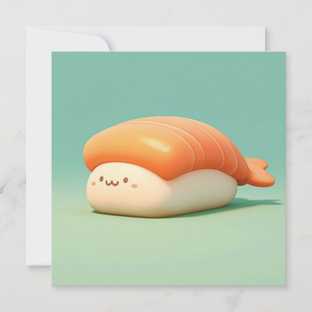 Clay Shrimp Nigiri Sushi Illustration Postcard (Frente)