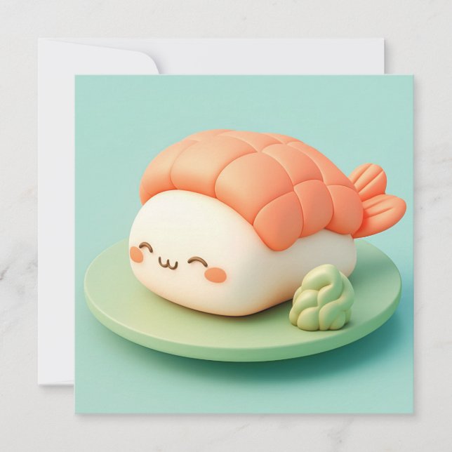 Clay Shrimp Nigiri Sushi with Wasabi Postcard (Frente)