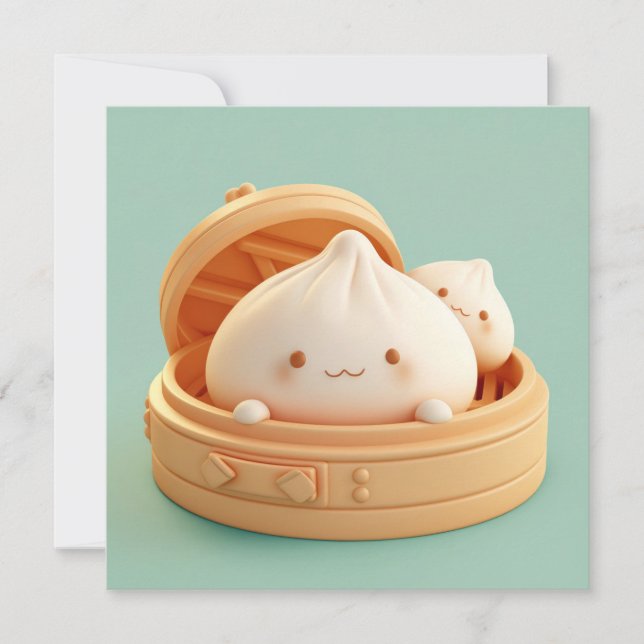 Clay Steamed Dumplings in Bamboo Basket Postcard (Frente)