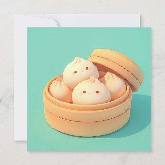 Clay Steamed Dumplings in Bamboo Steamer Postcard (Frente)