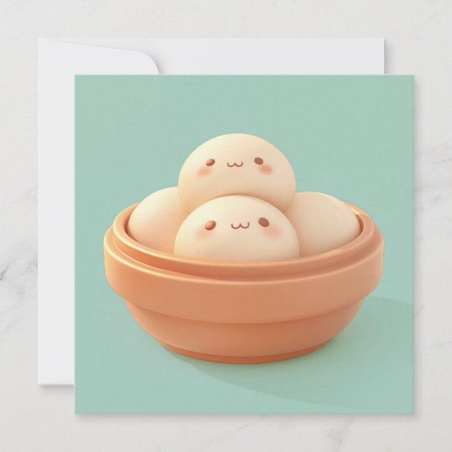 Clay Steamed Dumplings in Orange Bowl Postcard (Frente)