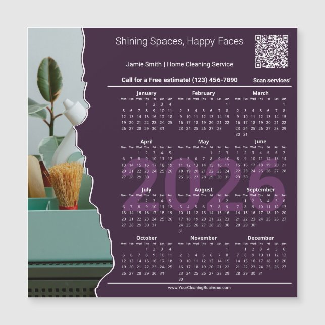 Cleaner Motto CTA QR-code 2026 Calendar Magnet (Frente)