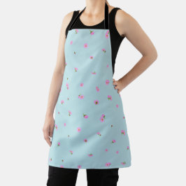 Clear Aqua Light Pink Cosmos Floral Pattern