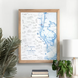 Clearwater Beach FL Map Weding Guest Book Poster