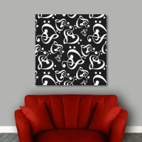 Clef Hearts Black and White Music Wall Art Canvas
