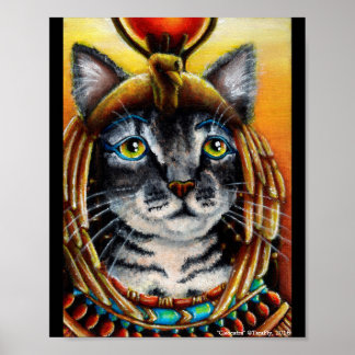 Cleópatra Cat Egípcia Pharoah Fantasy Art Poster