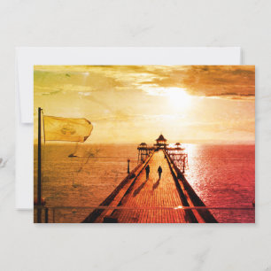 Clevedon Pier Red Sunset, Somerset, Reino Unido - 