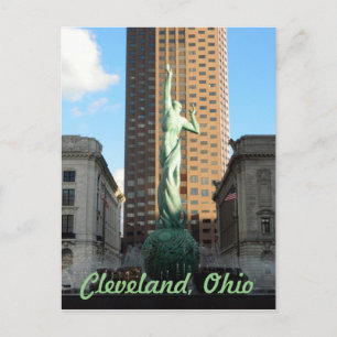 Cleveland, fonte OH (verde) no cartão postal Sunsh