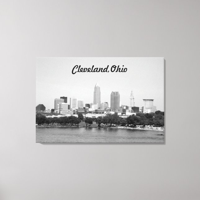 Cleveland Ohio Lake View B&W Canvas Print (Frente)