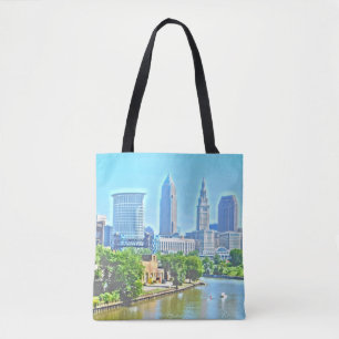 Cleveland (River View) - Efeito de Tinta Tote Bag
