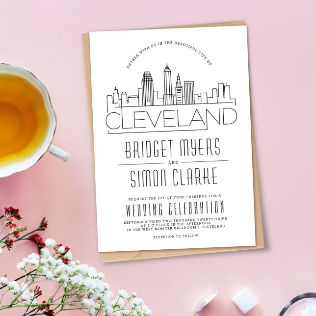 Cleveland Wedding | Convite Skyline Estilizado (Criador carregado)