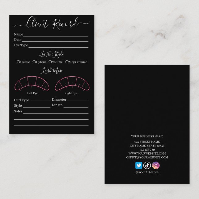 Cliente de extensão Eyelash Cartão de visita (Frente/Verso)