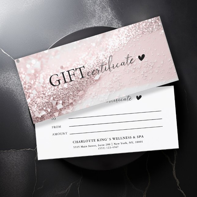 Cliente específico, brilho prateado rosa, negócio (Customer specific, trendy, pink-silver, glitter, business gift certificate.)