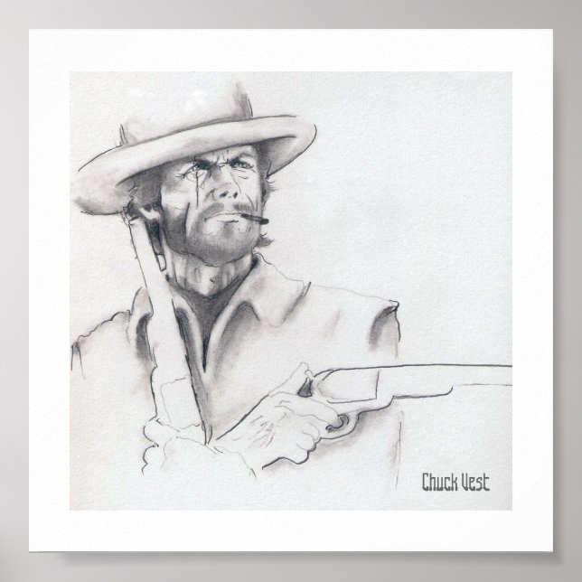 Clint Eastwood Pencil Art Posters (Frente)