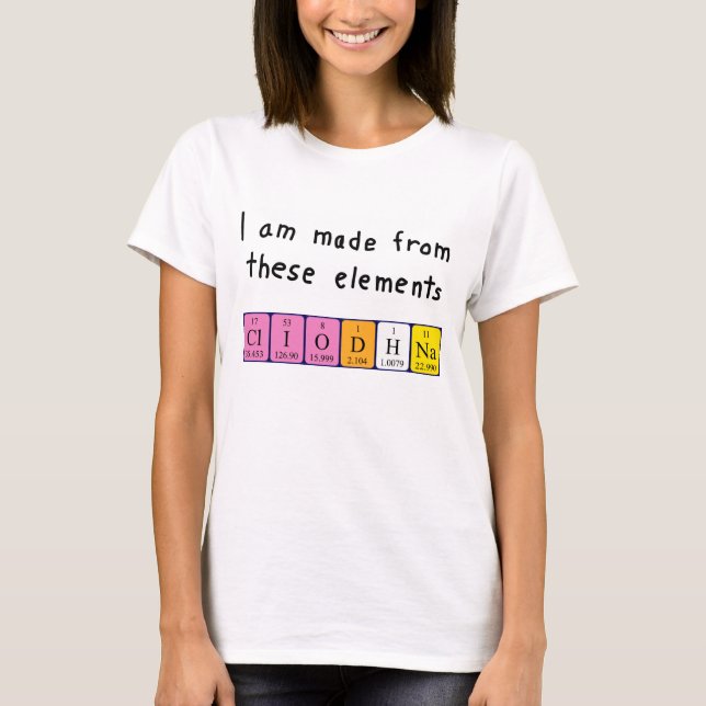 Cliodhna - Camisa de nome de mesa periódica (Frente)