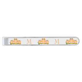 Clip Para Gravata Prateado Orange Owls Design Monogrammed