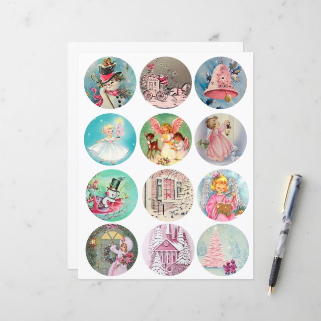 Clipart de 2,5 polegadas nos círculos de Natal do  (Frente/Verso In Situ)