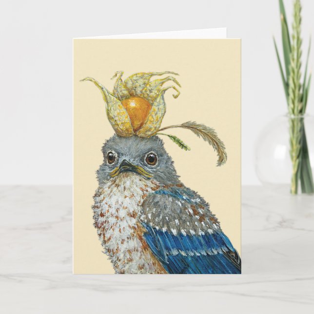 Clive o cartão de saudação dobrado do pintinho blu (Frente)