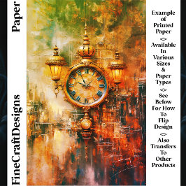 Clock de Ouro vibrante e lanternas Papel de Artesa