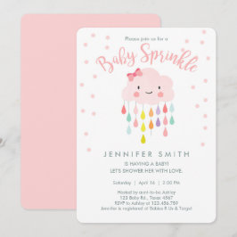 Cloud Raindrops Pink Girl Sprinkle Convite