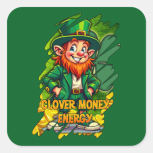 Clover Money Energy – Lucky Leprechaun Autocolante