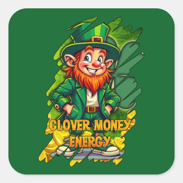 Clover Money Energy – Lucky Leprechaun Autocolante (Frente)