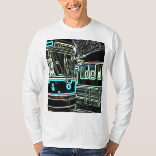 CLRV Neon na camiseta básica de capa longa masculi (Frente)