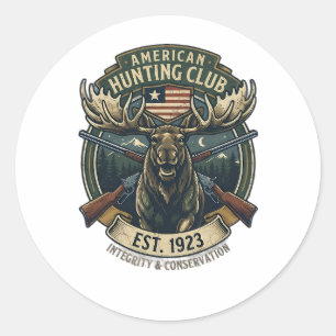 Clube de Caça Americano Adesivo Redondo Vintage de