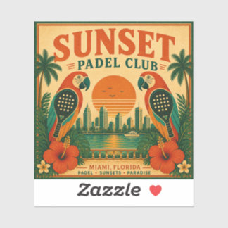 Clube de Padel Pôr do Sol Retro Adesivo de Present