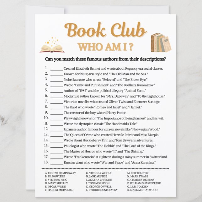 Clube do Livro Jogo Quem Sou Eu (Frente)