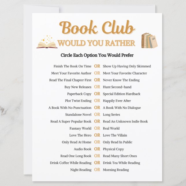 Clube do Livro Jogo 'Você Preferiria' (Frente)