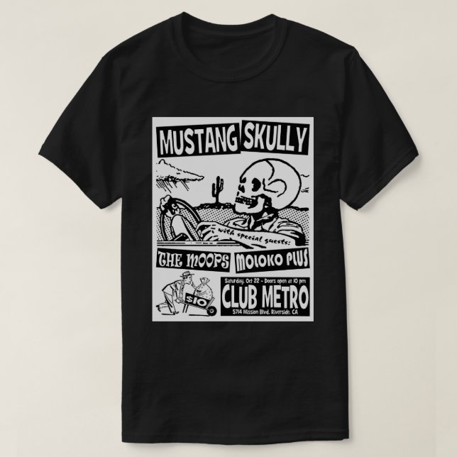 Clube Metro T-Shirt (Mustang Skully) (Frente do Design)
