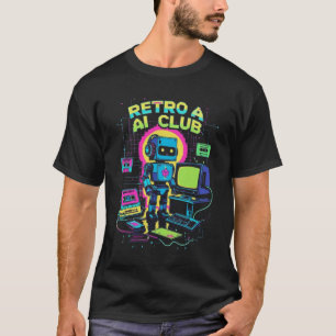 Clube Retro AI - T-Shirt Robot Pixel Art dos anos 