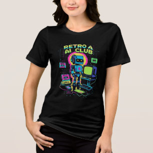 Clube Retro AI - T-Shirt Robot Pixel Art dos anos 