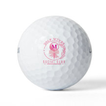 Clube Social de Golfe Monograma com Laço Rosa