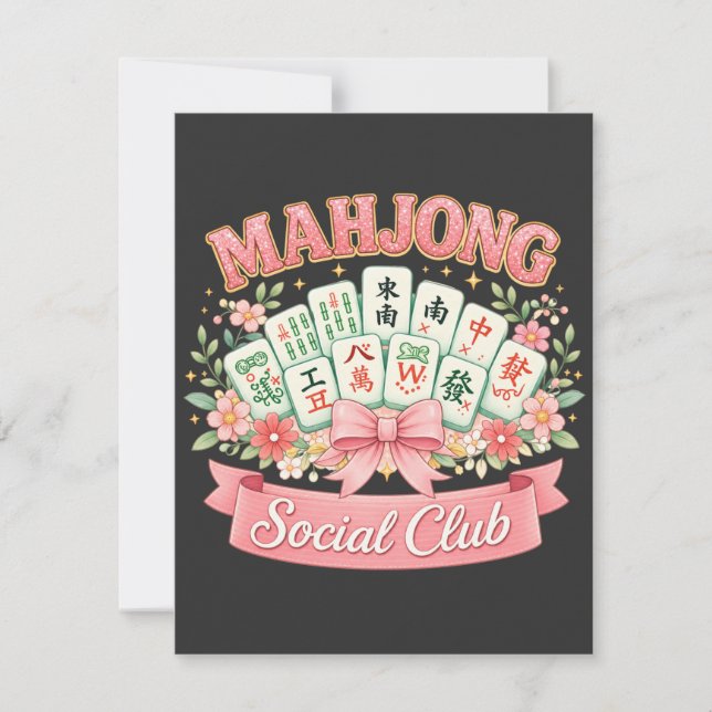 Clube Social de Mahjong Laço Floral Rosa (Frente)